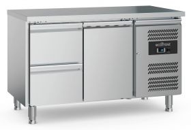 Gekoelde werkbank Koelwerkbank 1 Deur 2 Laden Met Verstelbare Poten - 136x70x85 cm Combisteel 7950.5155