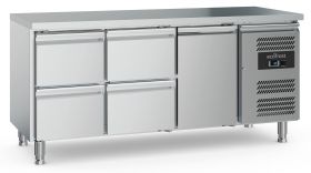 Gekoelde werkbank Koelwerkbank 1 Drs 4 Laden Met Verstelbare Poten - 179,5x70x85 cm Combisteel 7950.5175