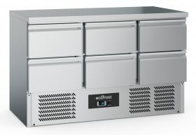 Gekoelde werkbank Koelwerkbank 6 Laden - 136,5x70x87,6 cm Combisteel 7950.5085