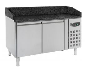 Voorbereidingstafel / Pizzatafel Pizzawerkbank 2 Deurs Zwart Graniet Werkblad - 151x80x100 cm Combisteel 7950.0050