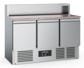 Voorbereidingstafel / Pizzatafel Pizzawerkbank 3 Deurs 8X1/6GN Pan - 136,5x70x107,5 cm Combisteel 7950.5095