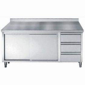 Werktafel Schuifdeuren Laden Rand - 160x70x85 cm - 1/1 GN Combisteel 7452.0926