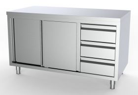 Werktafel Schuifdeuren Laden Rechts - 140x70x85 cm - 1/1 GN Combisteel 7333.0256